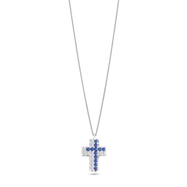 Girocollo in Oro bianco Croce Blu