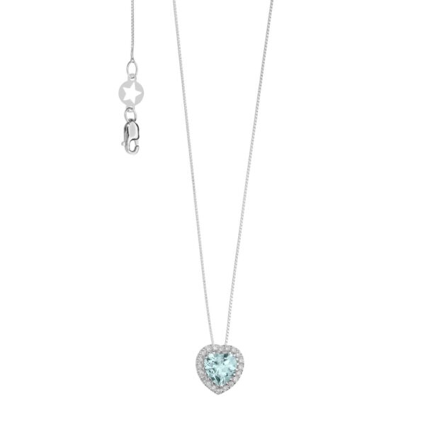 Girocollo in Oro Diamanti e Acquamarina cuore