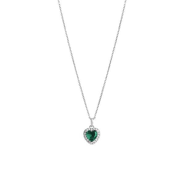 Girocollo in Argento con Cuore Verde