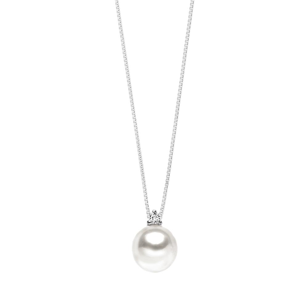 Girocollo in Oro Diamante e Perla 6/6,5 mm