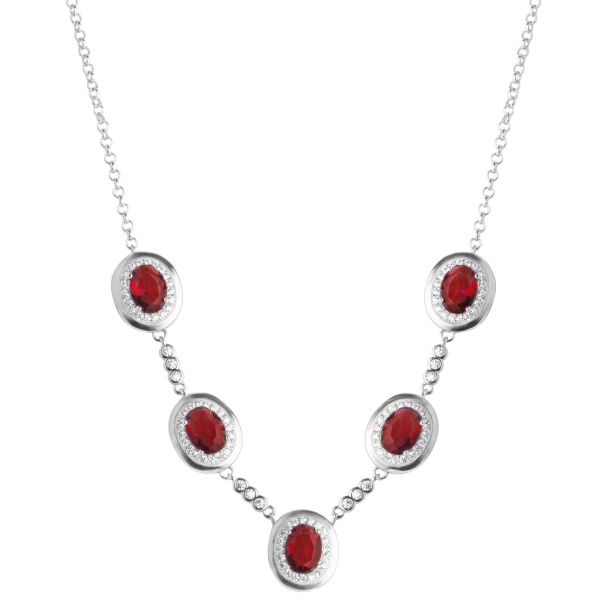 Girocollo in Argento Pietre rosse