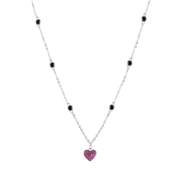 Girocollo in Argento Cuore rosa