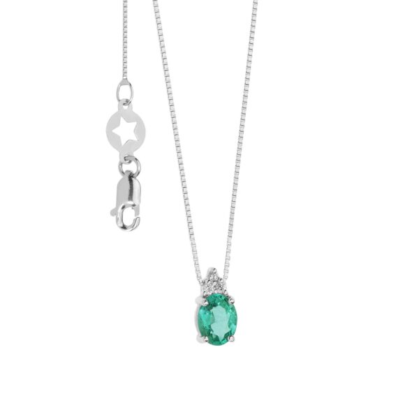 Girocollo in Oro Diamanti e Smeraldo ovale