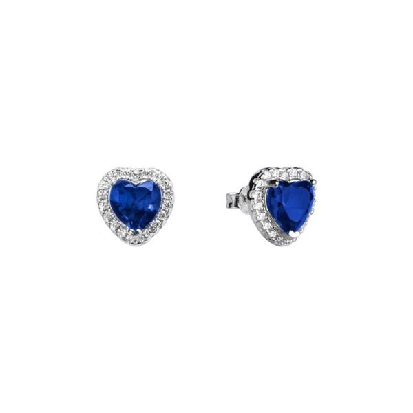 Orecchini in Argento con Cuore Blu