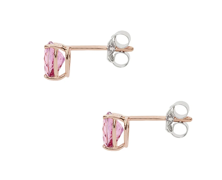 Orecchini in Oro Rosa e Topazi Rosa Cuore - immagine 2