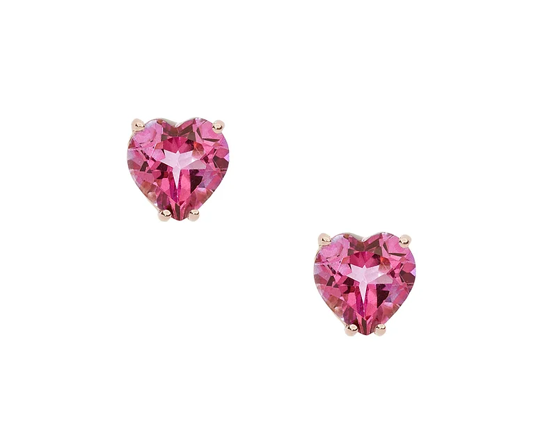 Orecchini in Oro Rosa e Topazi Rosa Cuore