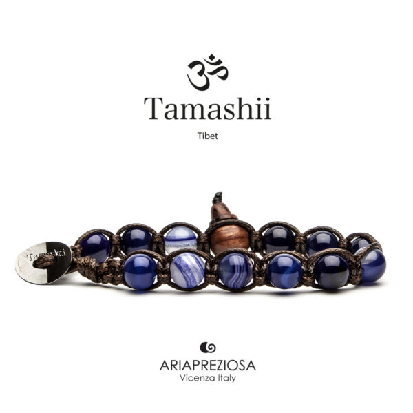 Bracciale Tamashii Agata striata Blu scuro
