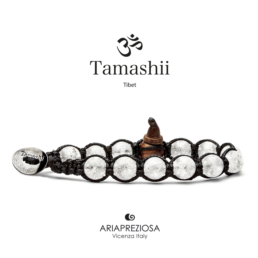 Bracciale Tamashii Cristallo di Rocca Cracked - base Nero