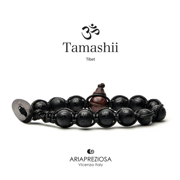 Bracciale Tamashii Decorato Onice Opaco - base Nero