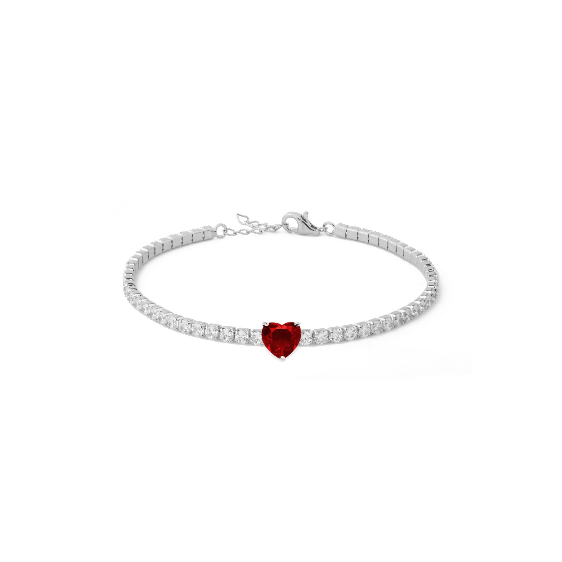 Bracciale Tennis con Cuore rosso