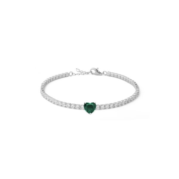 Bracciale Tennis con Cuore verde