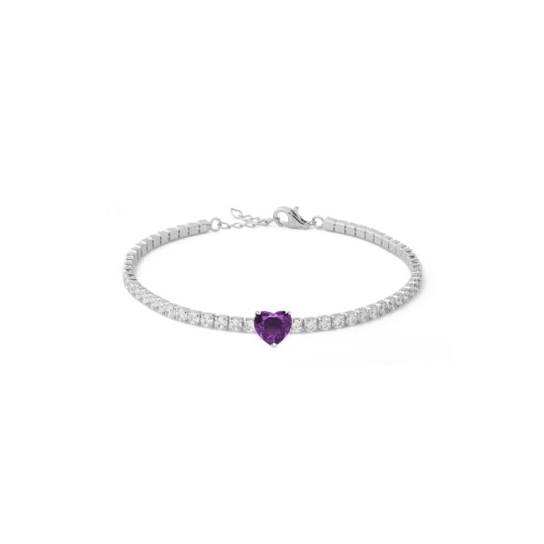 Bracciale Tennis con Cuore viola