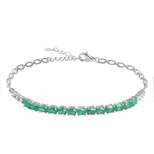 Bracciale Tennis in Argento Pietre verdi